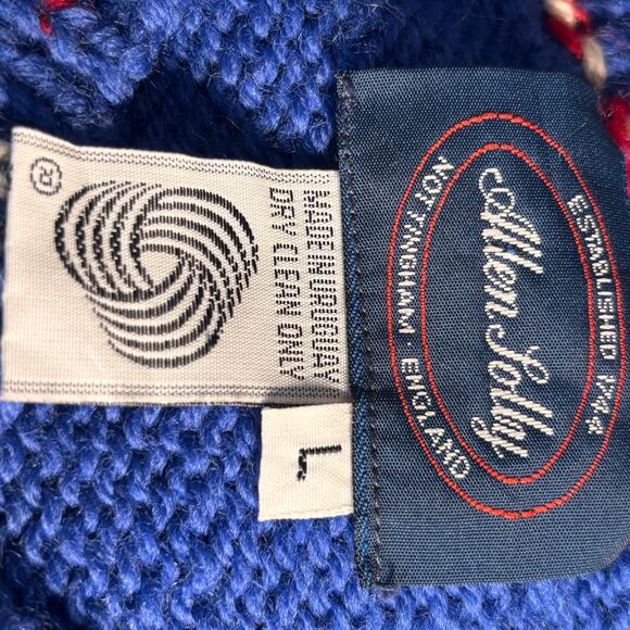 Vintage 90s Allen Solly Wool Christmas Sweater Tree Gifts Santa Hat Blue Large - Picture 10 of 15